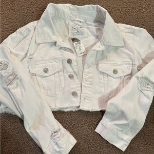 White distressed jacket.